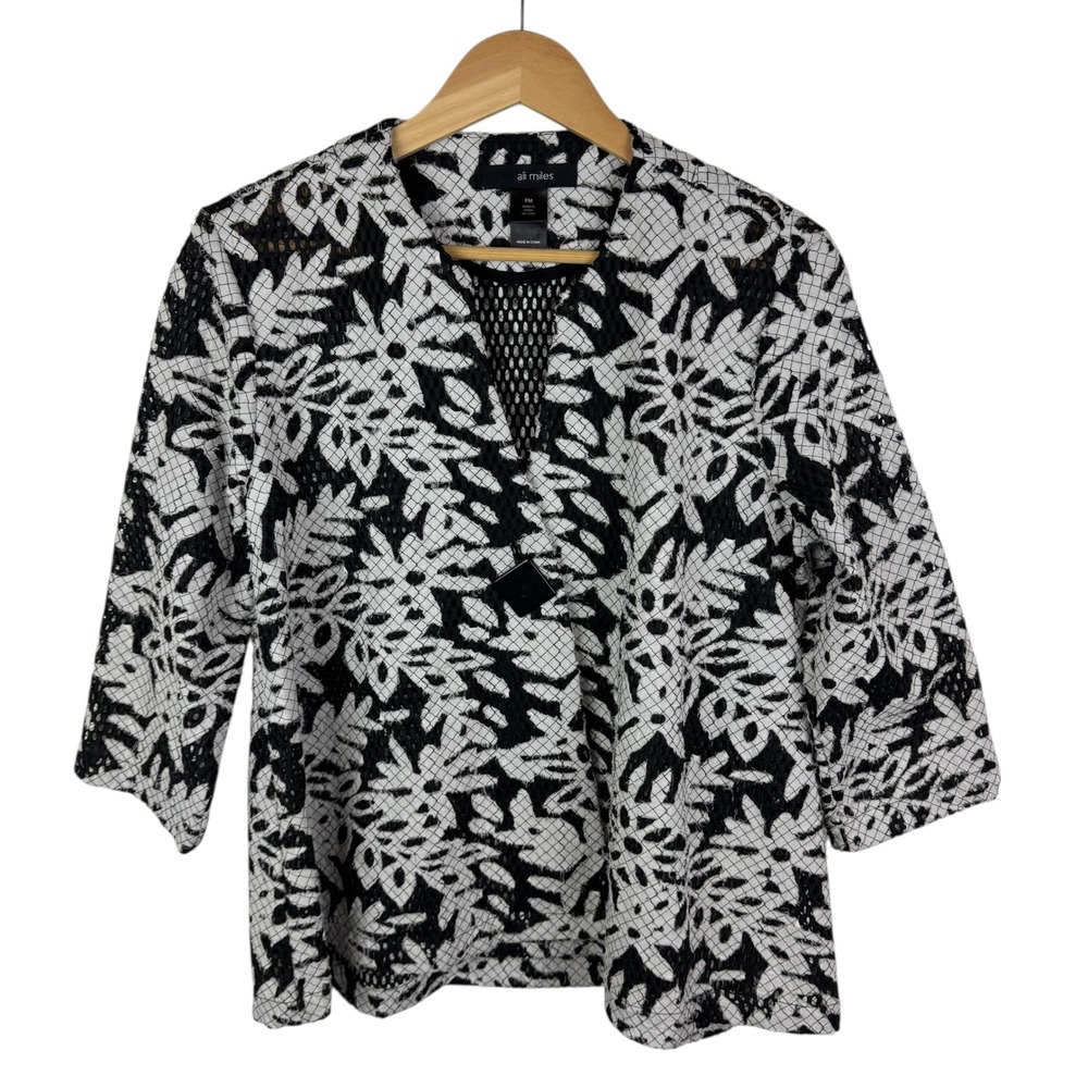 NWT Ali Miles Floral Lace Mesh Jacket Size PM Minimalist Artsy Boho Textured